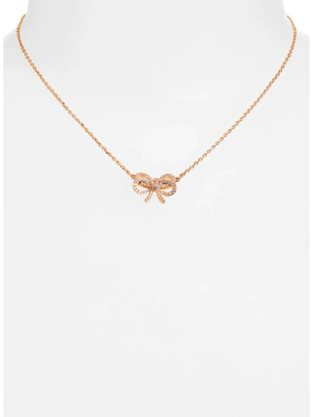 Kate Spade Bow Meets Girl Pavé CZ Bow Necklace Rose Gold NIB - Picture 4 of 7